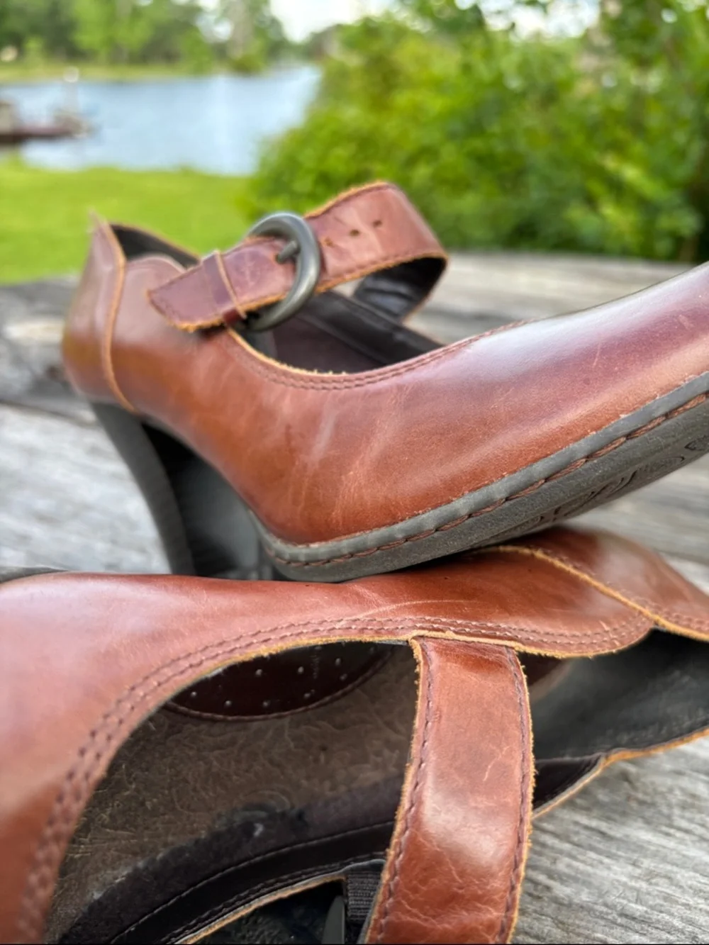 b.o.c. Women's Sz6.5 Brown Mary Jane Heels with Buckle#322